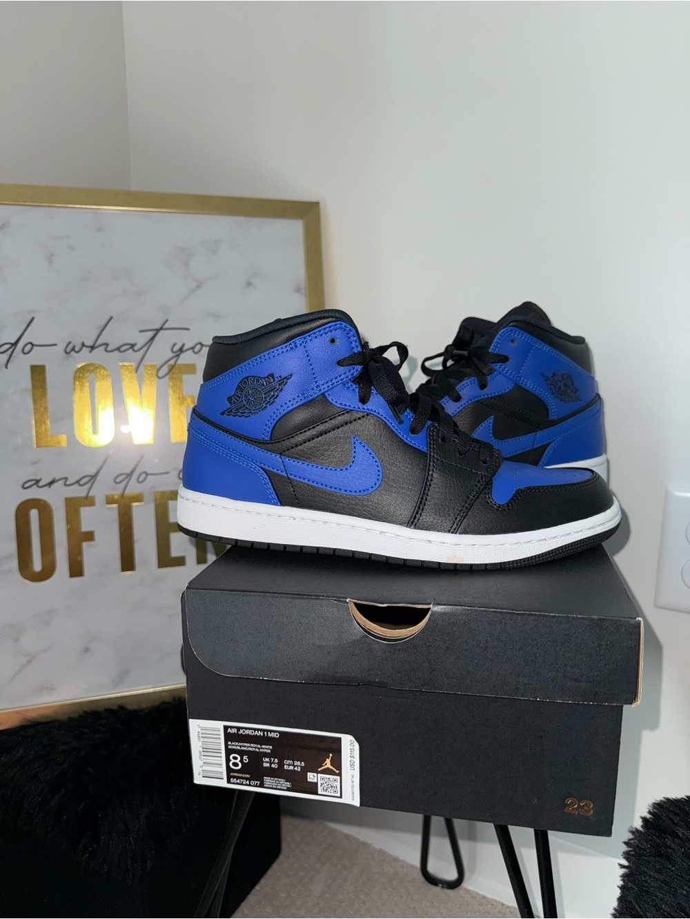 Jordan Men’s Mid High-Top Sneakers in Black and Royal Blue
